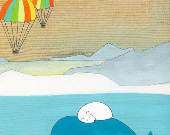 Mighty Dreams - Art Print (Polar Bear and Whale)