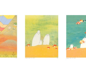 Musikaru Family Triptych - Set of Three Prints