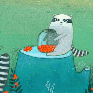 Secret Places - Art Print (raccoons, Ringtails, Berries) - Etsy