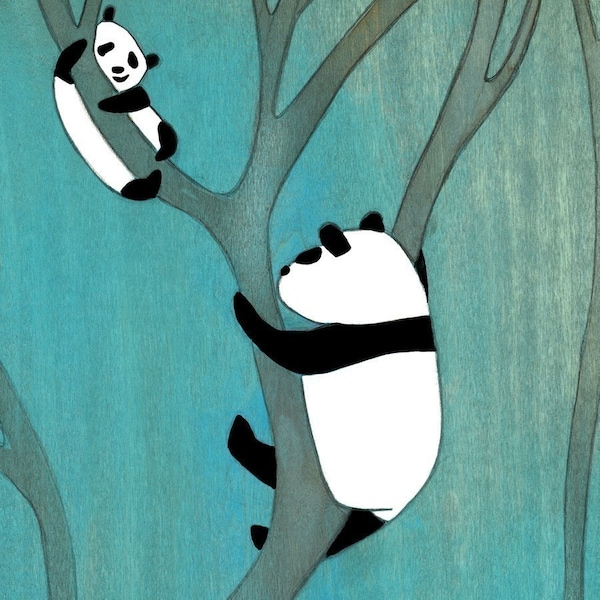 Pandas curiosos - Lámina artística