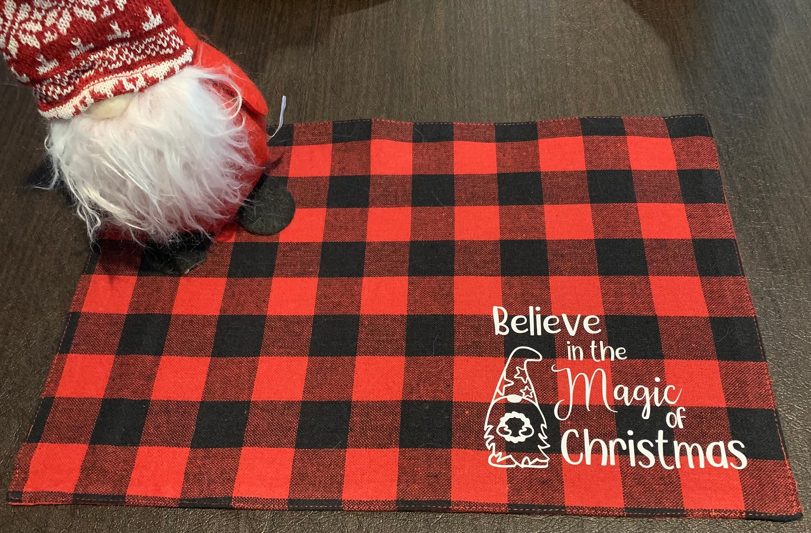 Christmas Gnome Placemats Buffalo Plaid Gnome Placemat Etsy