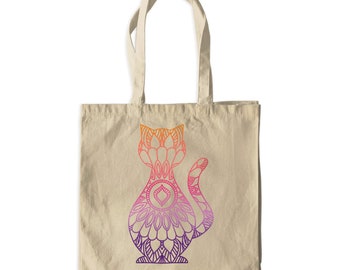 Bolsa de mano para gatos / Bolsa de mano de lona para gatos arco iris / Bolsa de regalo para amantes de los gatos / Bolsa de mano para mamás de gatos