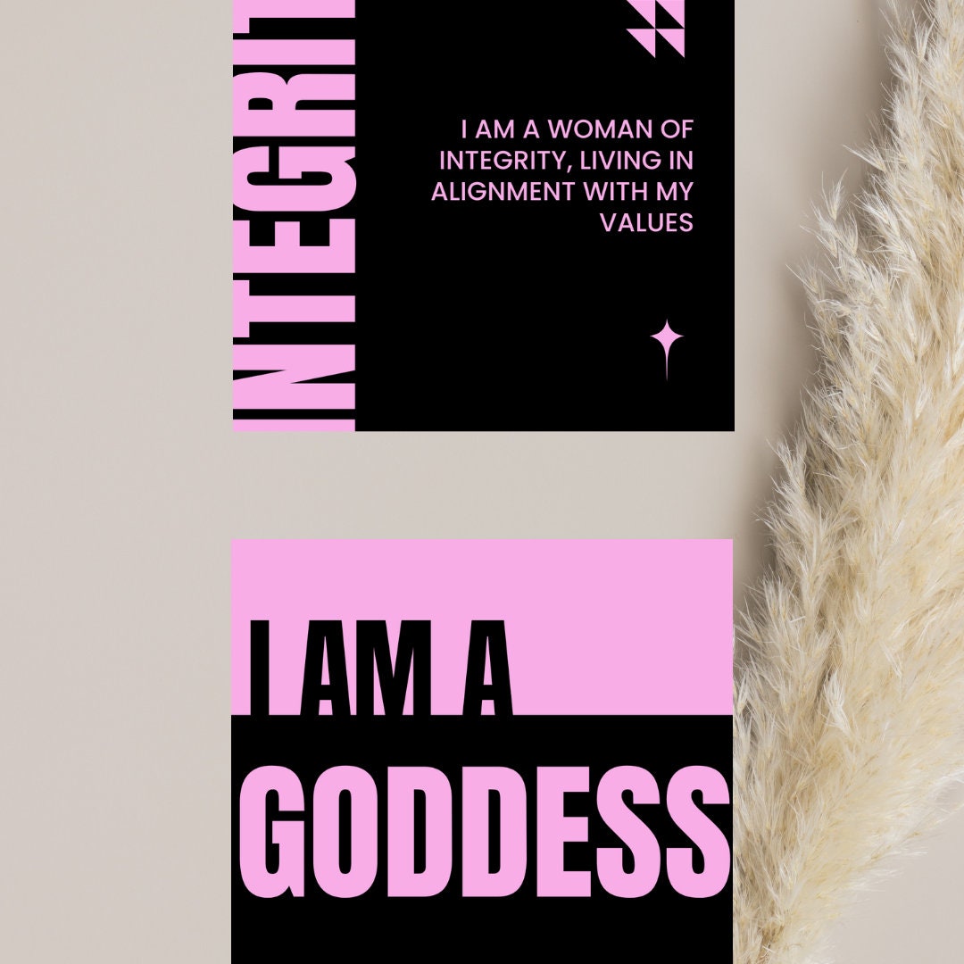 Pink and Black Power Affirmation Cards for Power Queens - Set of 50 ...
