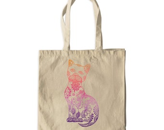 Bolsa de mano para gatos / Bolsa de mano de lona para gatos arco iris / Bolsa de regalo para amantes de los gatos / Bolsa de mano para mamás de gatos