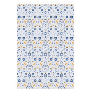 Hanukah Geschenkpapier | Volkskunst Hanukkah Geschenkpapier | Hanukah Geschenkverpackung | Jüdische Volkskunst Geschenkverpackung Bild 2