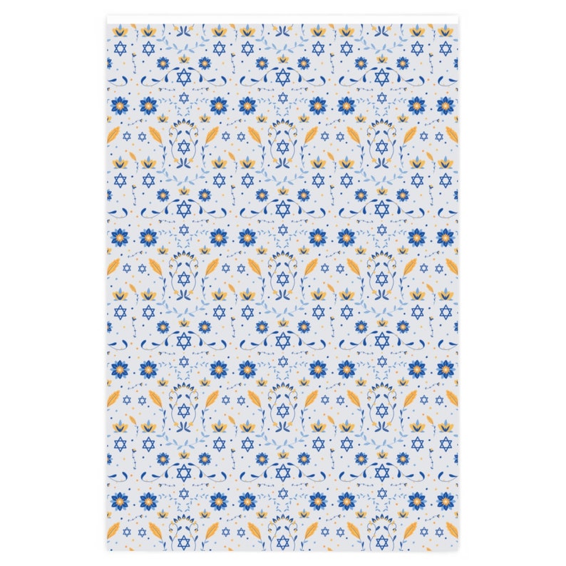 Hanukah Geschenkpapier | Volkskunst Hanukkah Geschenkpapier | Hanukah Geschenkverpackung | Jüdische Volkskunst Geschenkverpackung Bild 2