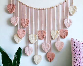 Macrame Wall Hanging Leaf Decor Macrame Plant Hanger Macrame Feathers Leaf Wall Hanging Modern Farmhouse Housewarming Gift Boho Wedding Deco