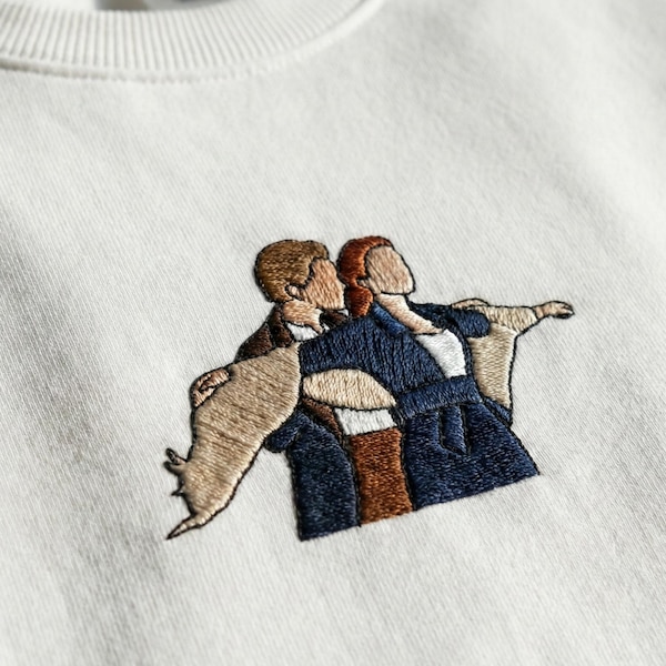 Titanic Embroidery Sweater, Jack and Rose Custom Merch, Romantic Movie Gift