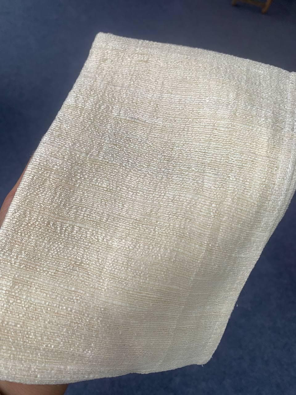 Slub Raw Silk from Silkworm Cocoons - Soft White
