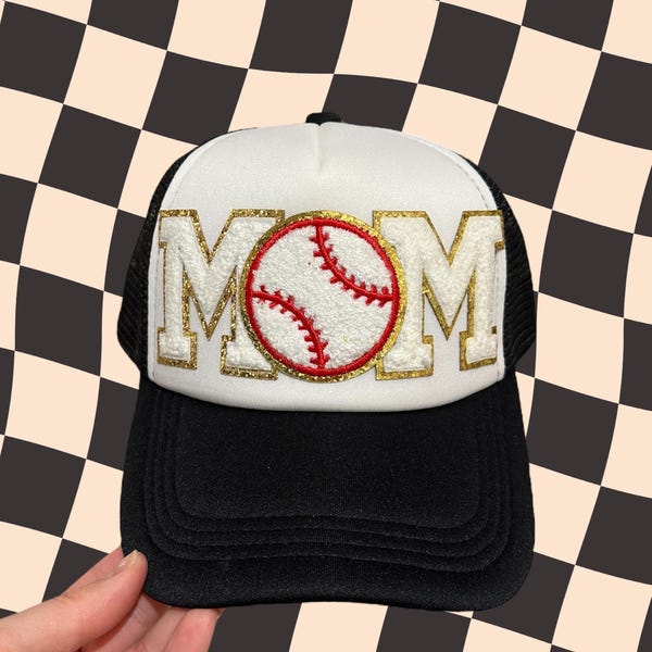 Baseball Mom Trucker Hat: Custom Patched Sports Hat with Chain