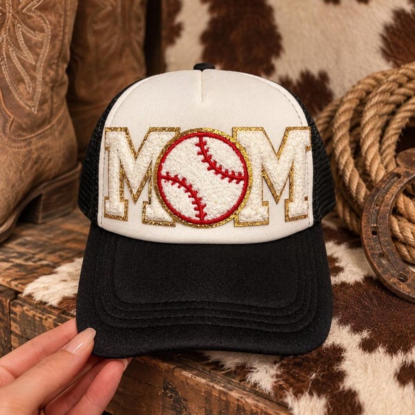 Baseball Mom Trucker Hat: Custom Patched Sports Hat with Chain