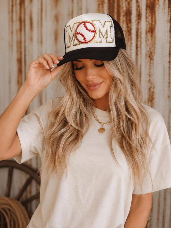 Baseball Mom Trucker Hat: Custom Patched Sports Hat with Chain