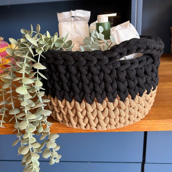 Handmade crochet storage basket