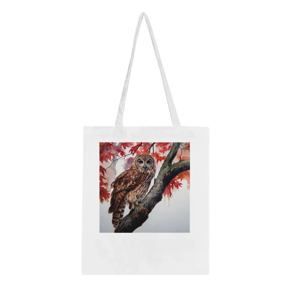 Watercolor Owl Tree Tote Bag - Eco-Friendly Cotton, 10L Capacity