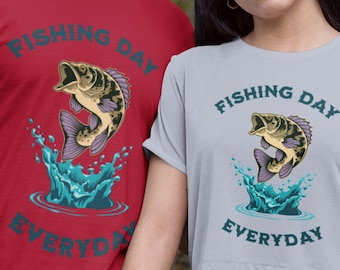 Maglietta da pesca al persico trota, maglietta con pesce che salta, maglietta regalo per pescatori, maglietta con grafica sulla vita da pescatore, maglietta per pescatore di persici trota