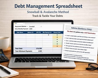Debt Management Spreadsheet – Snowball & Avalanche Calculator | Simple Debt Payoff Tracker | Instant Digital Download