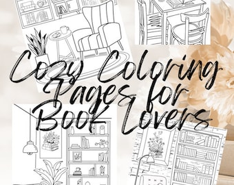 Cozy Coloring Pages for Book Lovers|Inviting Coloring Pages for Reading|Digital Download/Printables|Relaxing Art Therapy|Creative Escape