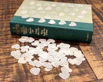 100 pieces vintage book page confetti hearts|book page table scatter|book confetti|table decor|wedding confetti|card and box filler