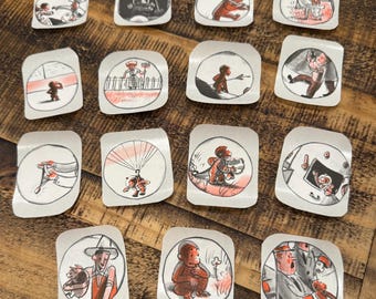 Vintage Curious George Stickers | Handmade Book Page Ephemera for Journals, Planners