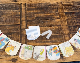 Vintage Sesame Street Pet Show Book Page Banner, Upcycled Storybook Garland