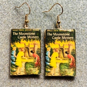 Back in Stock- Retro Nancy Drew Moonstone Castle Mystery Book 1960s Kitsch Dangle Polymer Clay Earrings Nickle-Free