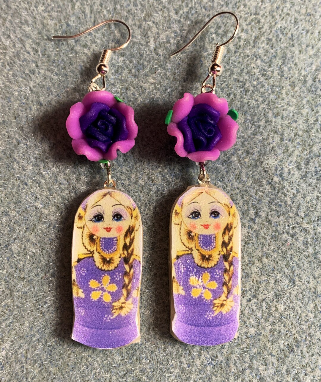 Matryoshka Nesting Doll Kitsch Flower Dangle Polymer Clay Etsy