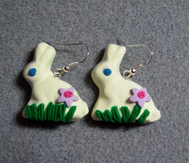 Green Easter Egg Candy White Chocolate Vanilla Bunny Dangle Earrings