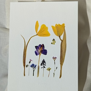 Santuario dei tulipani gialli - Stampa artistica di fiori pressati