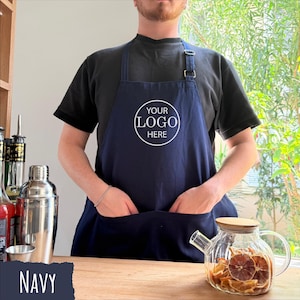 Personalized Logo Apron with Pockets, Custom Logo Apron, Restaurant Apron, Chef Apron, Custom Print Apron,Custom Kitchen Apron Women and Men