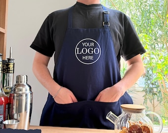 Personalized Logo Apron with Pockets, Custom Logo Apron, Restaurant Apron, Chef Apron, Custom Print Apron,Custom Kitchen Apron Women and Men