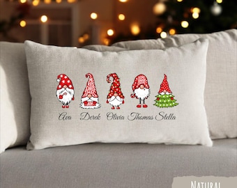 Christmas Gift, Christmas Gnome Pillow, Custom Name Pillow, Personalized Pillow, Christmas Decor, Christmas Pillowcase, Gnome Family Pillow