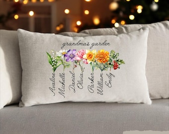Regalo para el Día de la Madre, Regalo para el Jardín de la Abuela, Almohada con la Flor de Nacimiento, Flor del Mes de Nacimiento, Almohada para el Jardín de la Abuela, Almohada para el Jardín de la Nana, Regalos para la Nana