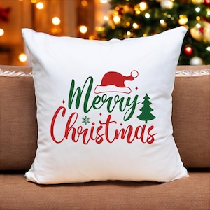 Merry Christmas Pillow, Santas Hat Pillow, Christmas Pillowcase, Decorative Pillow, Christmas Gift, Christmas Cushion,Christmas Throw Pillow