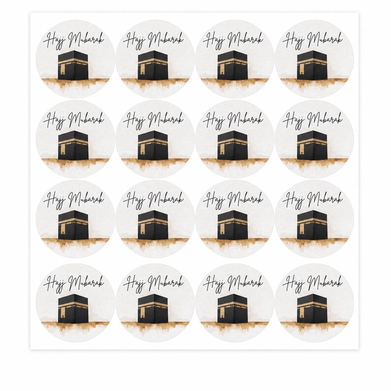Hajj Mubarak Stickers 2026 | 20 Sticker Sheet | Kaaba Islamic Stickers ...