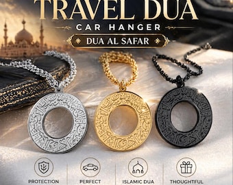 Dua Al Safar Car Hanger | Islamic Travel Dua | Muslim Car Mirror Decor | Protection for Safe Journey | Islamic Gift