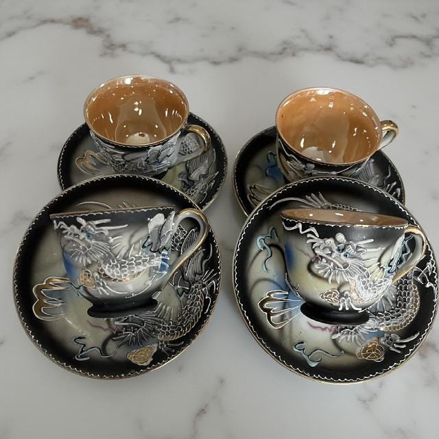 Antique Japanese Dragon Tea Set Blue - Etsy