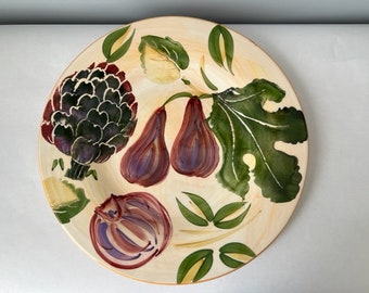 Grand plat de service Ceramiche Italy d'Antica Fornace 13,75 po. figues en très bon état