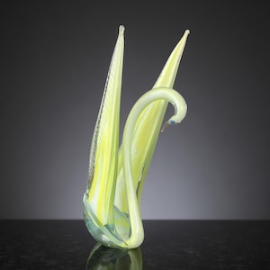 Rare Vintage Murano Style Art Glass Swan Figurine - 1960's - 9" Tall - Green