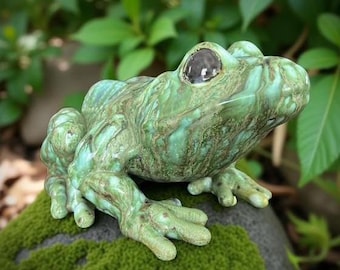 Extra-Large Vintage Arnels Ceramic Frog Toad Garden Figurine Dripware Melt Paint