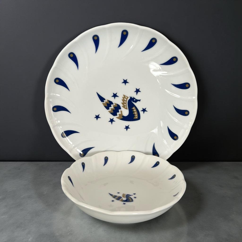 RARE Air France Concorde Porcelain Plate & Bowl Set by Jean Picart