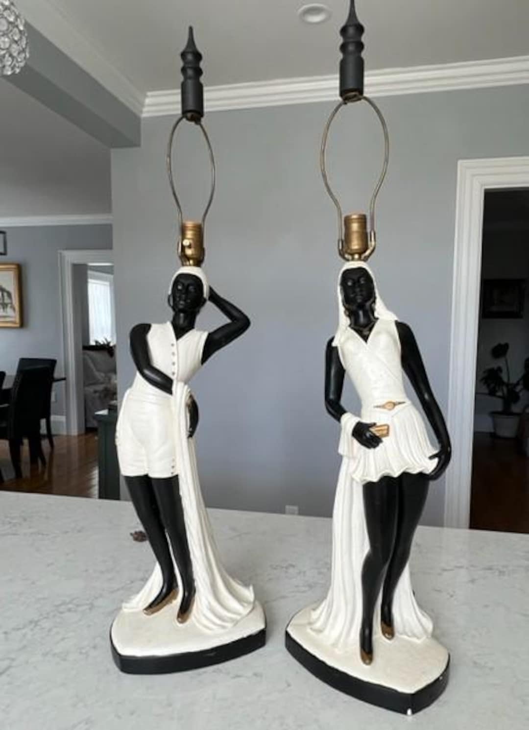 10本セット　USA MAGLITE ヴィンテージライト ブラック (31cm) Vintage MCM Blackamoor Chalkware Lamps, Nubian Woman and Man