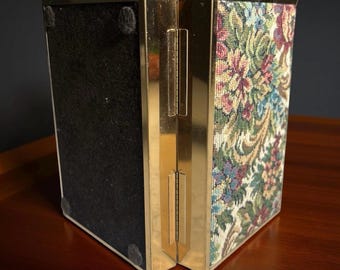 Vintage Tapestry and Gold Metal Jewelry Box 6" x 4"