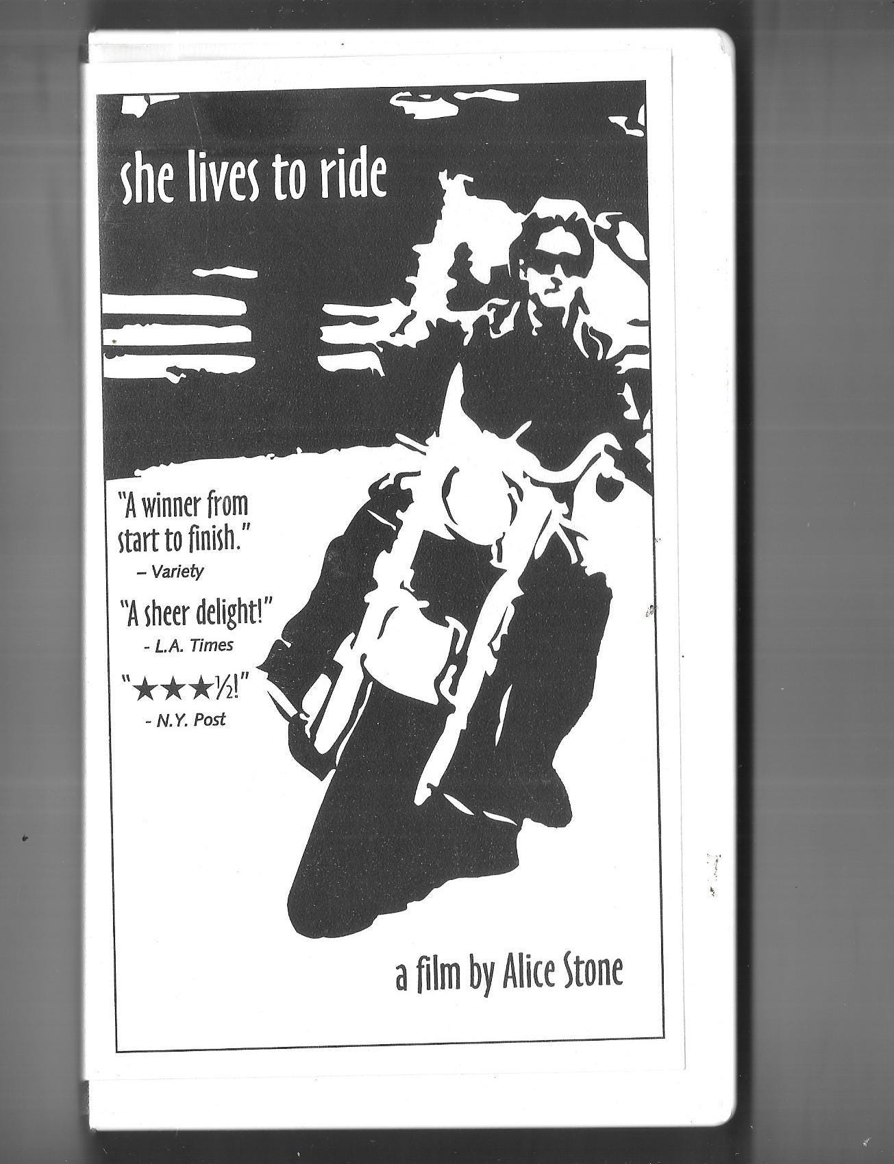VHS She Lives To Ride 1994 Filkela ITVS/White Horse 非レンタル版 オリジナルハードケース +  白黒アート付き。ドキュメンタリー風で再生も良好。 - Etsy 日本, image size:1305x1700