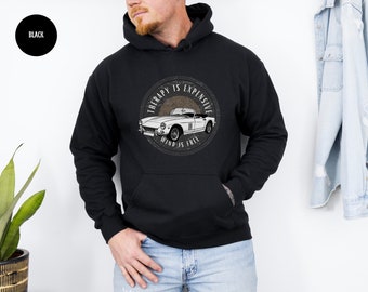 Therapy Is Expensive Wind Is Free Short Sleeve Hooded Sweatshirt, Vintage Car Hoodie, Classic Cars, Gift For Him, Gift For Her