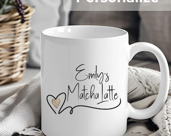 Personalized Matcha Latte Gift Mug For Tea Person, Custom-Name Best Friends Tea Mug, Herbal Tea Lovers Gift, Aesthetic Mug Matcha Gifts