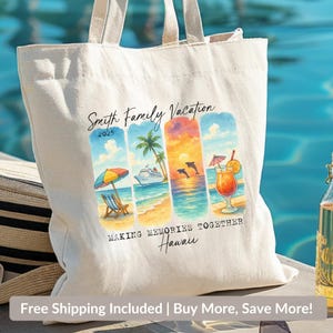 Personalized Family Vacation Matching Tote Bags, Family Trip Tote, Friend Vacation Organizer, Group Tripping Bags, Retro Brush Stroke Totes