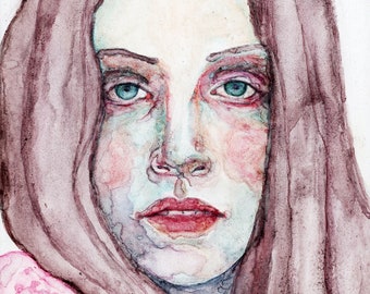 Lia - Watercolor Portrait ( Giclée Print)