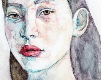 Elin - Watercolor Portrait ( Giclée Print)