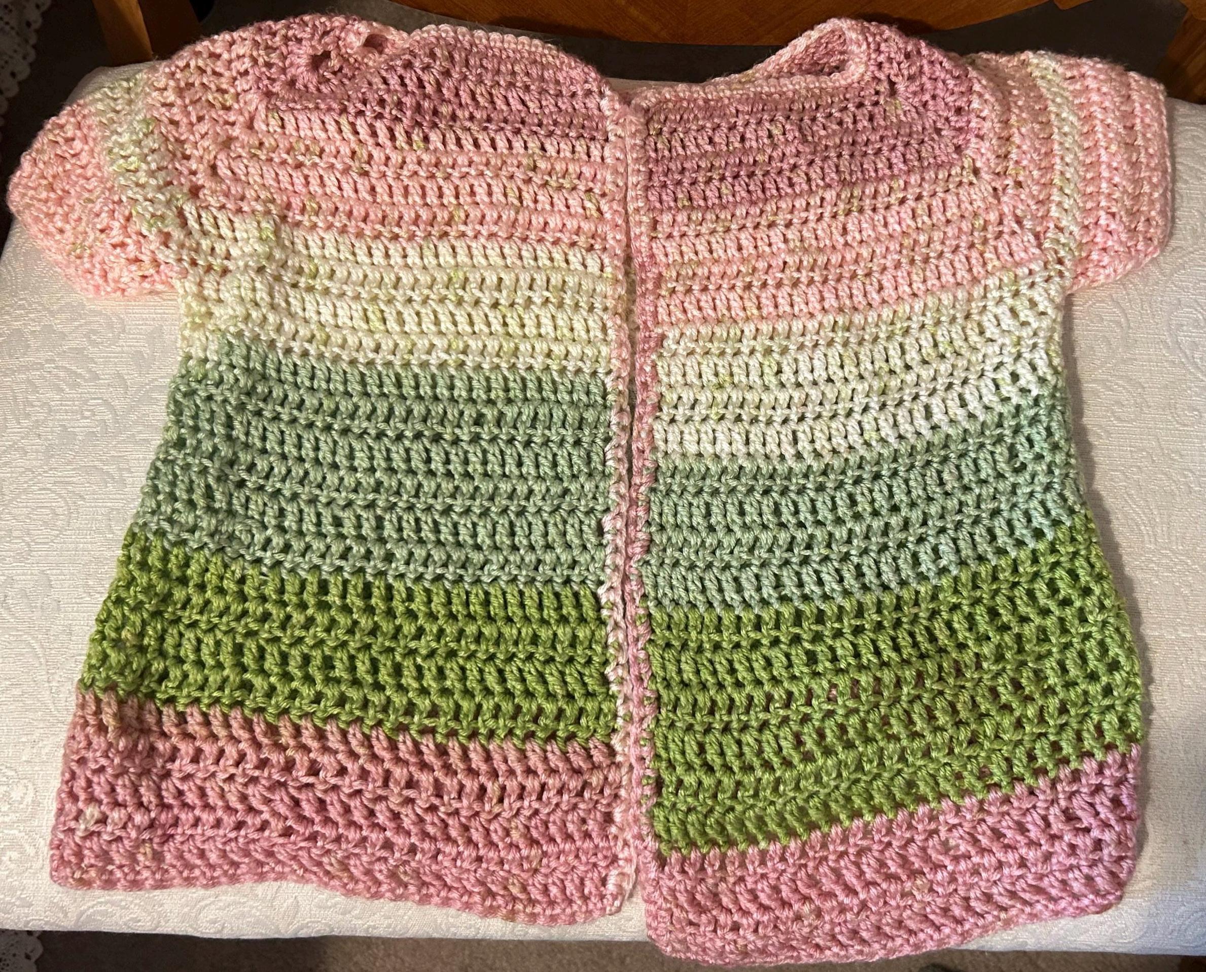 Crochet jacket | pink | yellow | green | handmade | rainbow jacket | children’s jacket | girls jacket | rainbow cardigan | 2T cardigan | 3T