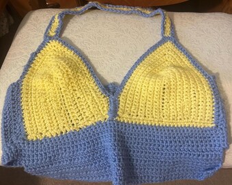 Crochet bralette | women’s clothing | crochet crop top | handmade | unique | blue crochet top | crochet halter top